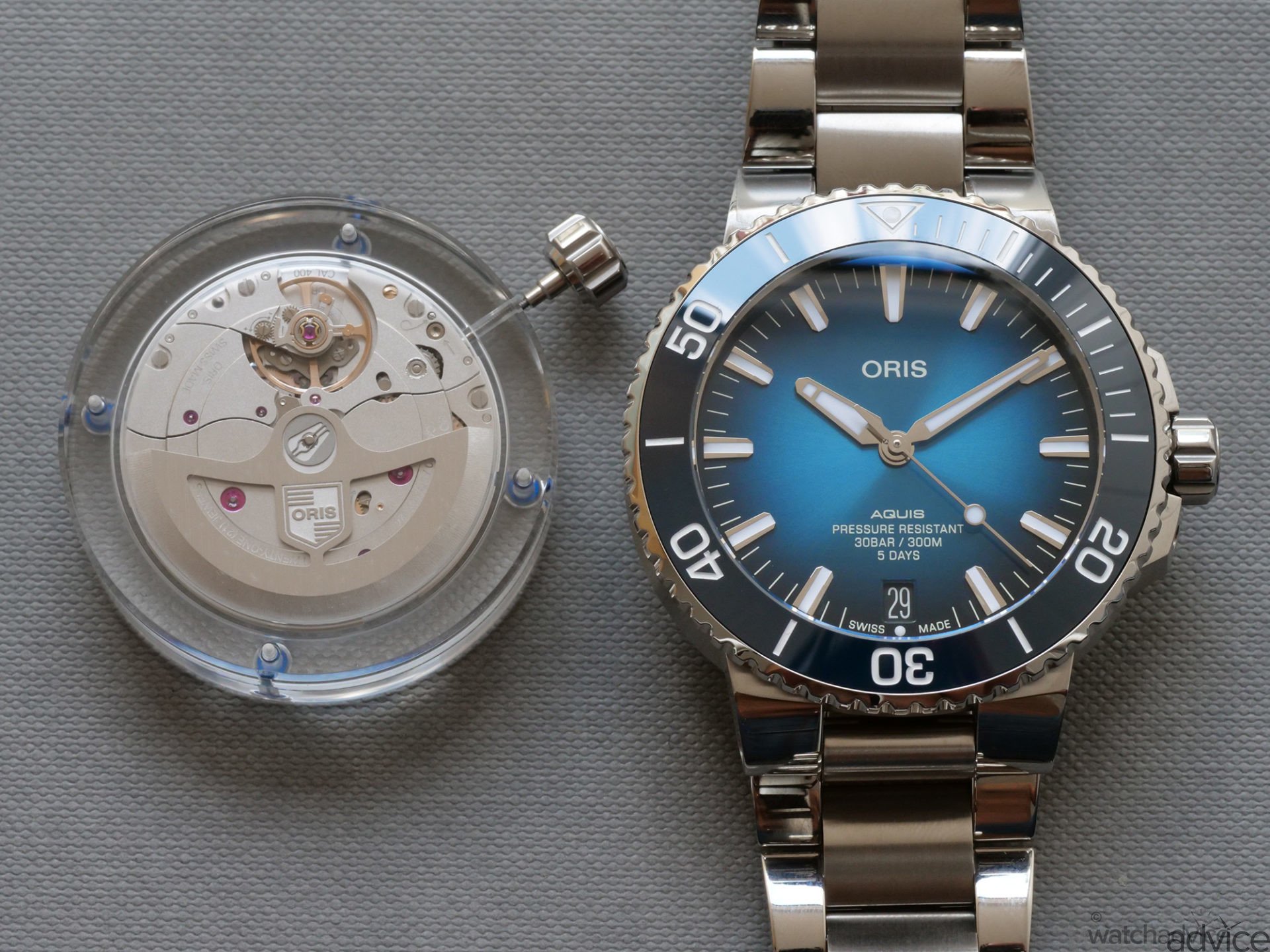 oris aquis date calibre 400 on wrist